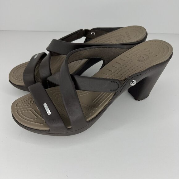 Crocs Cyprus IV  Slip-On Sandal Heels Womens Size 9 Strappy Open-Toe Shoes - Picture 1 of 9